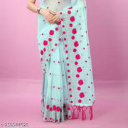 SUPER NET FABRIC MULTI THREAD EMBROIDERY WORK SARI WITH UNSTITCH BLOUSE