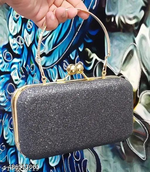 fancy partywear shimmer clutch with handle