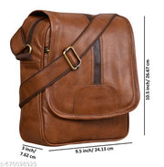 LOREM Tan Stylish Faux Leather Cross  Sling Bag For Men SL04