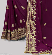 HEAVY EMBROIDERY WORK WITH MIRROR FIX MOTI LASE BORDER BOLLYWOOD GEORGETTE SILK SAREE