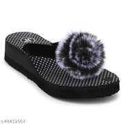 Pack of 2 - Fancy and Georgous Black & Red Fabrication Slippers for Women & Girls Combo of 2