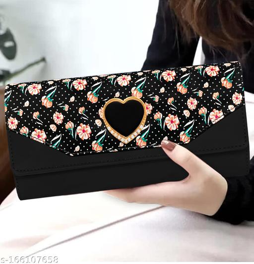 Women's and Girl's Synthetic Leather Mobile Hand Clutch Handbag Hand wallet Purse