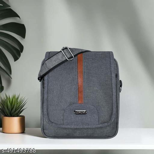 LOREM Grey Casual Linen Textured Cross Body Sling Bag For Men SL07