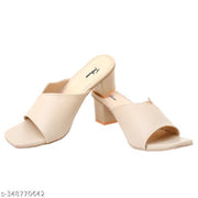 Heeled Sandals Square Toe Sandals Slip On Fashion Wedding Chunky Block Mule Heels for Women