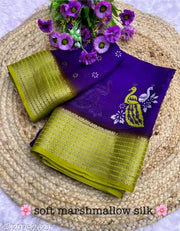 Peacock design,moss chiffon saree with jacquard border, great combination of traditional and party wear