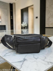 Genuine Leather Waist Bag, HAJ Bag, Kawad Bag for Men & Women | Black Fanny Pack with Multiple Zipper Pockets | Adjustable Travel Waist Pouch for Passport, Phone & Daily Essentials