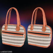 Small Stylish Handbag for Ladies Printed Design Cotton Tote Bag Women Office and Party Bag Combo
