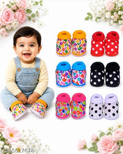 NEW BORN BABY SHOES FOR BOYS AND GIRLS (PACK OF 6) COMBO OFFER  KID SHOES (PATTERN:-ABC , DOTS)