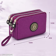 SYGA Women's Three-Zip Coin Purse Cosmetic Bag Mobile Phone Bag Hand Portable Bag Medium Bag Small Square Bag