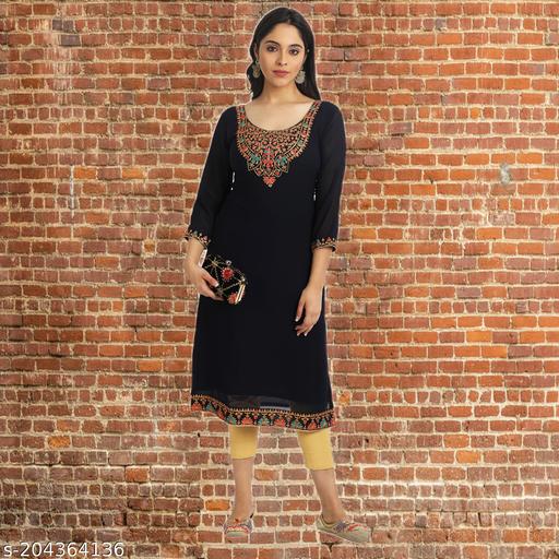Embroidered georgette designer kurti for women
