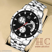 BUY 1 GET 1 FREE Analog Watch - For Men New Combo Stylish Casual Black Dial Silver Stainless Steel  For Boys Men PACK OF 2
