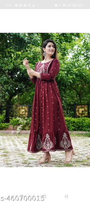 Anarkali kurti maroon 9
