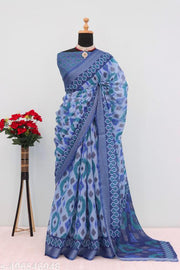COTTON LILAN DOGITAL PRINT SILK SAREE