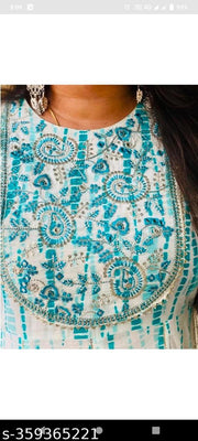Woman printed embriodiy Gowen Rama green