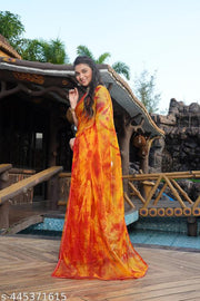 ORGANZA MUTTY COLOUR SAREE  IN FANCY DISION