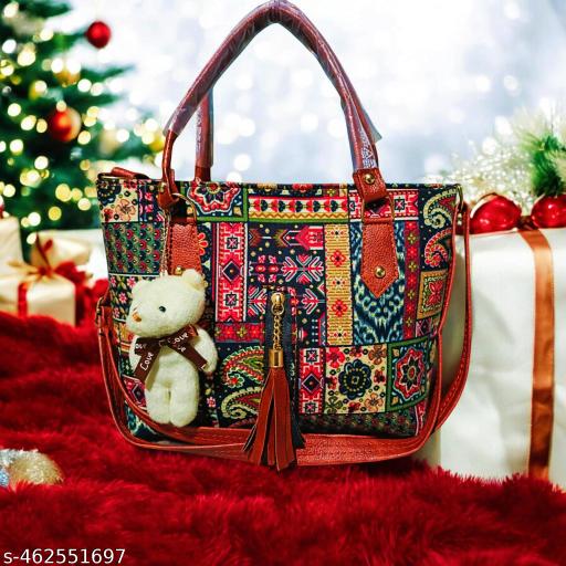 Handbag Stylish Women's Handbag | Multicolor Patchwork Tote Bag with Teddy Charm | Shoulder & Casual Bag for Daily Use handbag for women