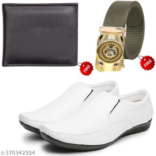 Trendy Formal Shoes/Party Shoes/Shoes Combo With Free Wallet & Belt  For  Men And Boys