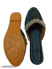 ZadZed Women's Designer Rajasthani Jutti | Velvet Embellished Slip-On Ethnic Footwear for Festive & Casual Wear