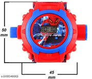 24 Images Unisex Kids Spider PVC Rubber Plastic Digital Wrist Projector Watch with Spiderman Unique Projector Digital Toy Watch for Kids - Good Return Gift