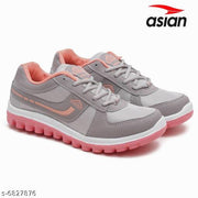 ASIAN Women's CUTE Grey Sports Running Walking & Gym LIghtWeight Shoes for Girls & Women