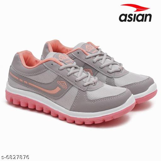 ASIAN Women's CUTE Grey Sports Running Walking & Gym LIghtWeight Shoes for Girls & Women