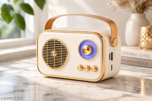 Vintage Bluetooth Wireless Speaker | 10W RMS Loud Sound | Retro Design with Type-C Charging, 8H Battery Backup, USB & AUX Input, Portable Home & Outdoor Speaker  | Multicolour ( Pack of 1 )