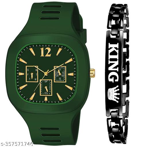 Square Watch with King Bracelet for Boys & Men Watch