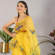 organza silk digital print saree