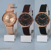 Best Quality Festive Season Royal Designer Round Dial Attractive Leather Belt Women Watches Combo Pack of 3 Watches combo for women stylish girl watches combo pack of 3 analog watches combo wrist watches combo watches for girls stylish watches Set