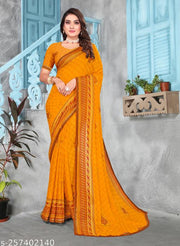 Comfortable Georgette Printed Daily Wear Saree with unstitched Blouse Piece, New Arrival Latest saree, Trending Saree