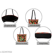 Royal Looking Cotton Traditional Ethnic Rajasthani Jaipuri Embroidered Handbag (Black)