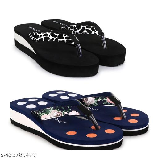 Pack of 2 - TWO SOFT Comfortable & Stylish Extra Soft Slippers/ Flip Flop for Women & Girls Combo of 2