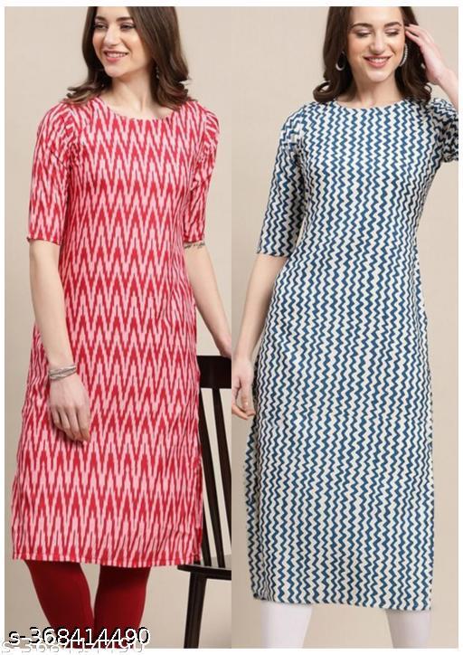 Polyster/Crepe fabric-VIRHAN DESIGN PRINTED 2 COMBO PACK KURTIS FOR WOMEN