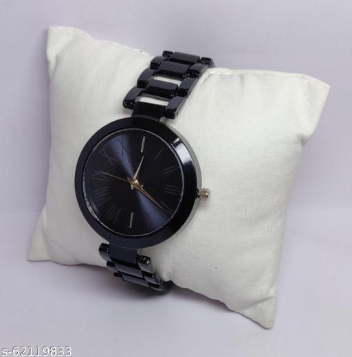 Best Quality Ethnic Black Metal Chain Belt Analog Watches for Girls Watches for Women