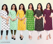 Women Printed Crepe Kurti (Combo Of 6)