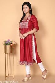 Women Flared Rayon Nayra Cut Kurti for Women & Girls|Women's Kurtas & Kurtis