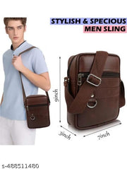 ZOVIRA Faux Leather/Leatherette Sling Cross Body Travel Office Nylon Padded Cross Body Messenger Sling Bag Travel Office One Side Shoulder Bag For Men Women Messenger Bag  Brown  Pack 1