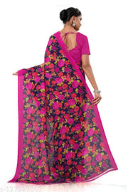 Kanooda Prints Fancy Women's Georgette Printed Sarees.