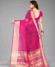 Organza Pink Silk Saree