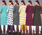 Women Printed Crepe Kurti (Combo Of 5)