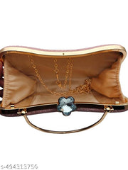 Fantastiqo Pink Apple Shape Textured Party Clutch Bag with Golden Handle