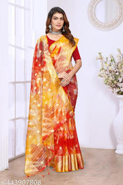 NEW FANCY ORGANZA SAREE  MULTY COLOUR SAREE