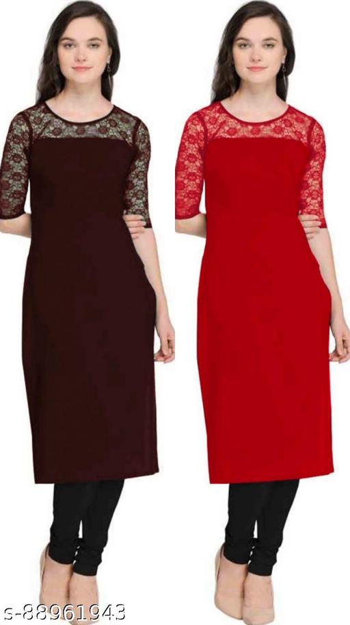 Casual American Crepe Round-Neck 3/4th Length Sleeves (45"Inches)