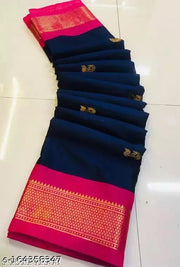 Paithani Saree ( Navy Rani ) new fancy cotton silk paithani saree // saree for women// cotton silk saree// trendy silk saree //official silk saree/ banarasi saree// black saree// kanjivaram sarees