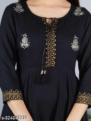 RUDRAKSH Women's Embroidered Rayon Anarkali Kurta|Gown for Women|