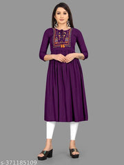 rayon kurti embroidered