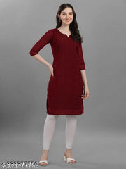 Vitrag Kajal Women's Embroidered Georgette Straight Kurti