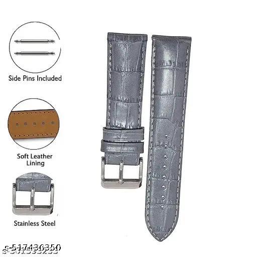 Grey 22mm Genuine leather Strap For Watch and Smart Watch for All 22mm