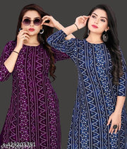 Polyster/Crepe fabric-Stylish Printed 2 Kurti On Lowest Price & Best Quality