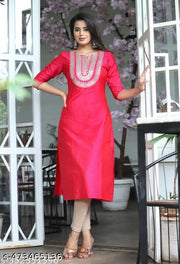 Straight Embroidered Kurta For Women And Girls